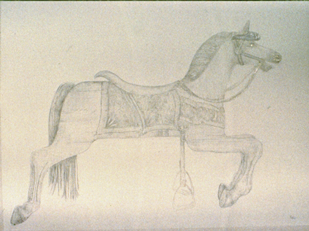 Silverpoint Drawing of a Carousel Pony