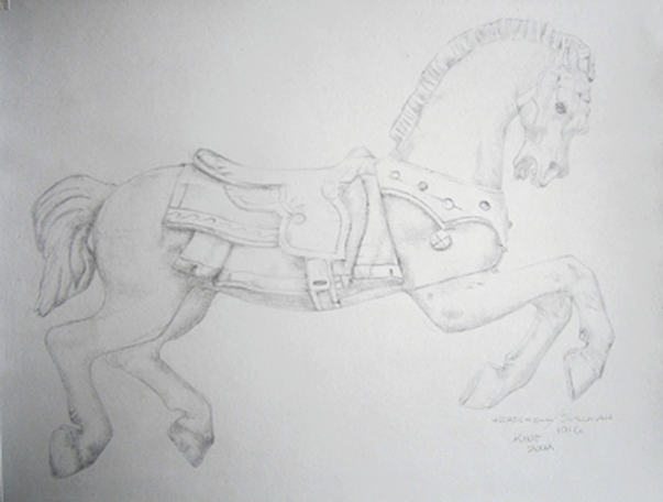 Silverpoint Drawing of The Bell Pony