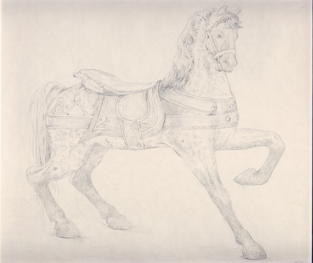 Silverpoint Drawing of a Carousel Horse