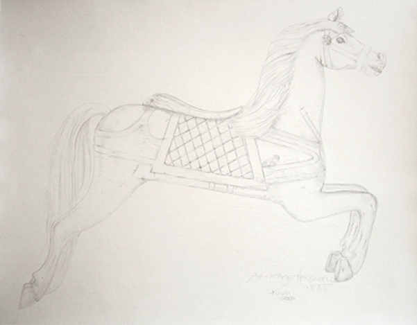 SilverpointDrawing of  White Pony