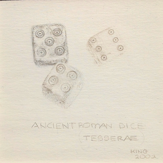 Silverpoint Drawing of Roman Dice