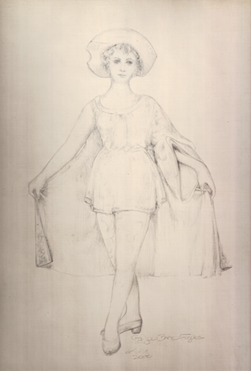 Silverpoint Drawing of a Carousel Band Figure