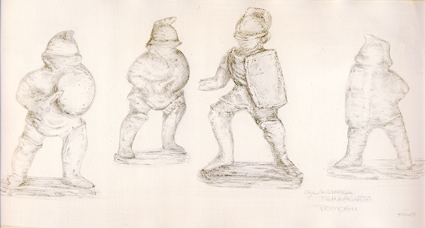 Silverpoint Drawing of Gladiators