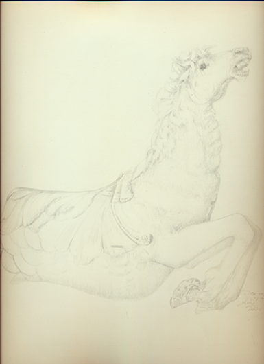 Silverpoint Drawing of a Seahorse